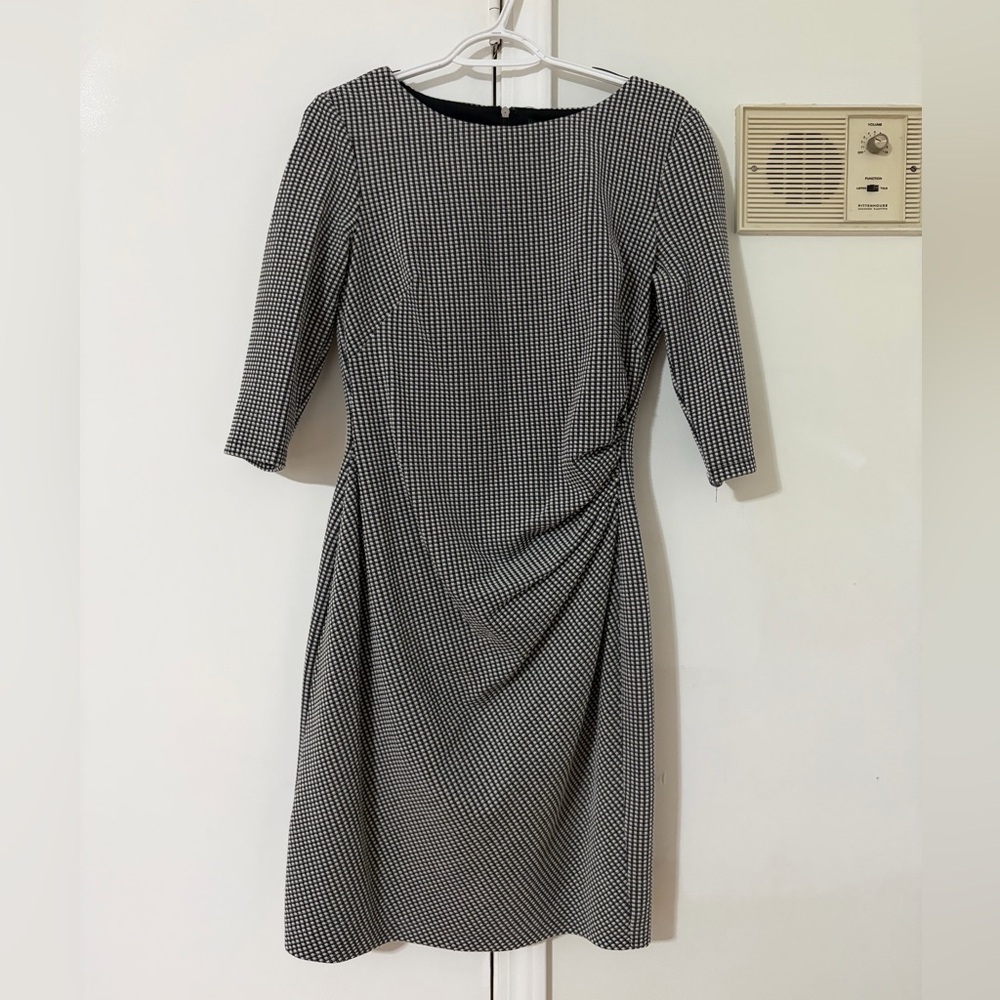 Ralph Lauren Black and White Checkered Long Sleeve Dress